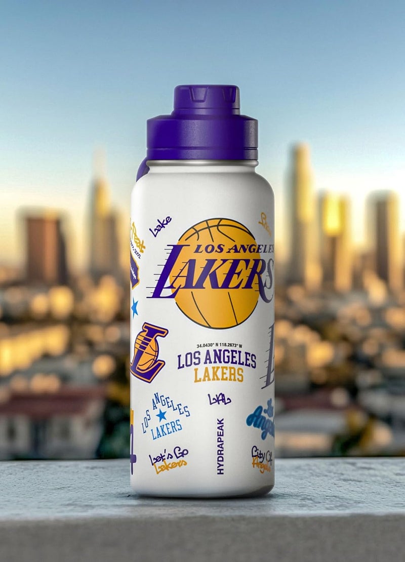 Hydrapeak x NBA Officially Licensed Los Angeles Lakers 32oz Active Water Bottle Chug Lid Stainless Steel Reusable Double Wall Celebrating The City Of Los Angeles - Image 3